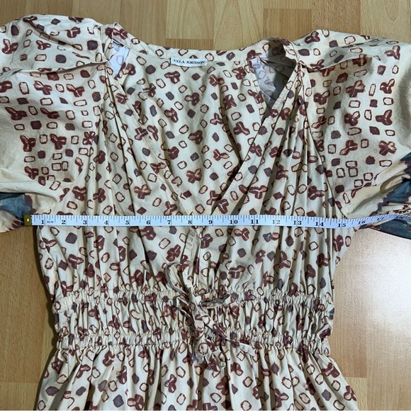 Ulla Johnson Ines Puff Sleeve Peplum Cotton Blouse Size 6 Boho Cottagecore - Picture 12 of 15